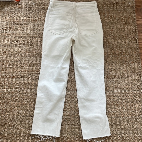 TopShop White Straight Leg Jeans Raw Hem 24 - Picture 6 of 7